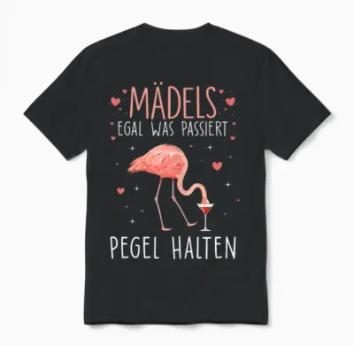 Girls Pegel Halten Mallorca Flamingo Beer Jga Malle Fun T-Shirt, Black Unisex T-Shirt - Black