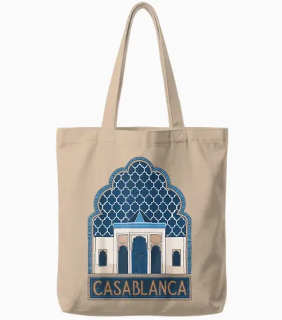 Casablanca Morocco Gift Travel Casablanca Travel to Morocco T-Shirt, Black, S Tote Bags - Natural