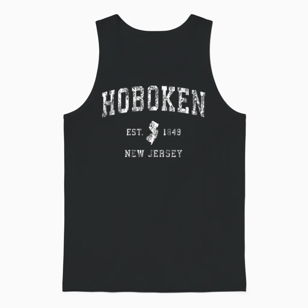 Hoboken New Jersey Nj Vintage Athletic Sports Desi Unisex Tank Top in Black