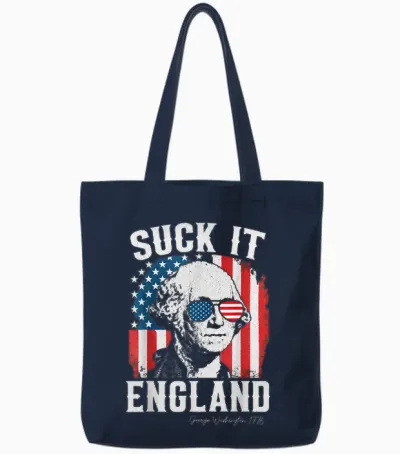 Suck It England Funny 4th of July George Washington 1776 Tote Bags - Navy