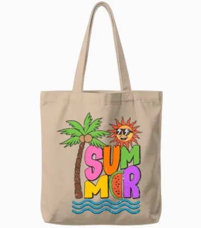 Retro Groovy Summer Sublimation Tote Bags - Natural