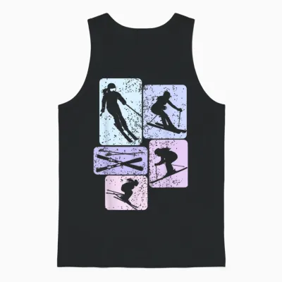 Ski Skiing Skier Girl's Unisex Tank Top - Black