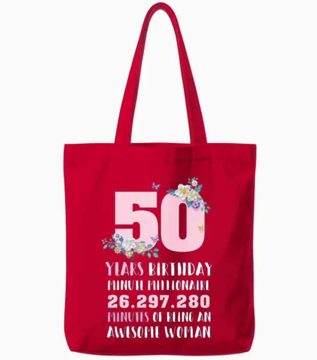 50th Birthday Gift Vintage Women Tote Bags in Red