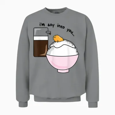 Gudetama I'm Soy into You Soy Sauce Egg Rice Bowl Unisex Sweatshirt - Sport Grey