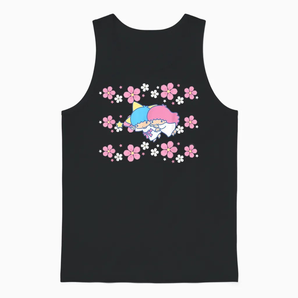 Little Twin Stars Tropical Flowers Unisex Tank Top in Black