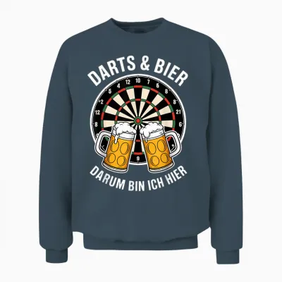 Darts Und Bier Darum Bin Ich Hier Funny Dart Unisex Sweatshirt - Dark Heather