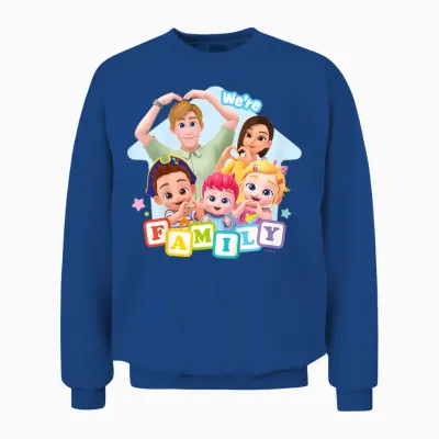 Kids Bebefinn We Are a Family, J'adore Brody Finn and Bora Kids T-Shirt, Blue, 2 Unisex Sweatshirt - Royal