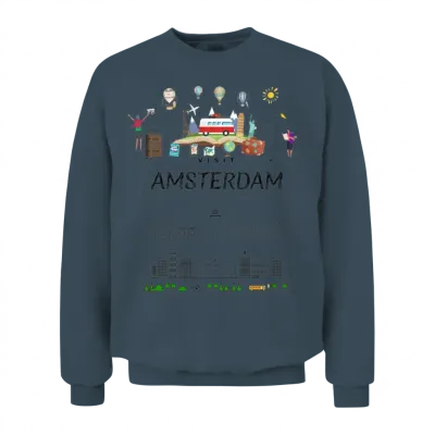 Unique Amsterdam Netherlands Travel Guide City Map Unisex Sweatshirt - Dark Heather
