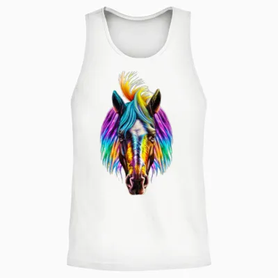 Colorful Horse Painting Unisex Tank Top - White
