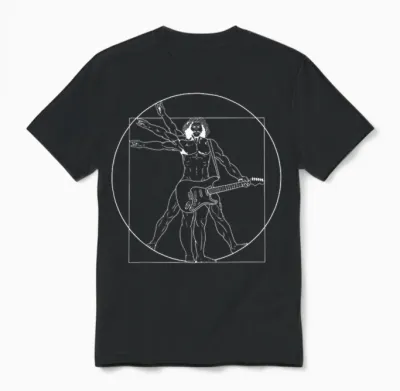 Guitar Da Vinci Vitruvian Man Guitar Player Musicians Unisex T-Shirt - Black