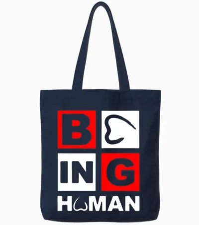 Funny Being Human Tote Bags - Navy