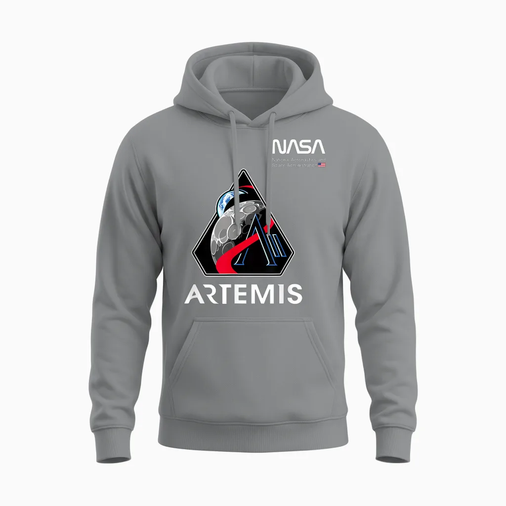 Nasa Artemis Ii Mission Patch Worm Logo Unisex Hoodie in Sport Grey
