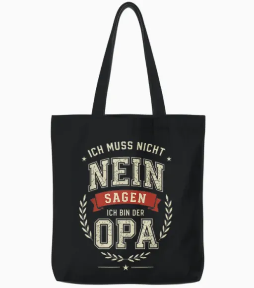 Grandpa Birthday Gift Shirt Grandpa Saying Funny T-Shirt Grandpa Tote Bags - Black
