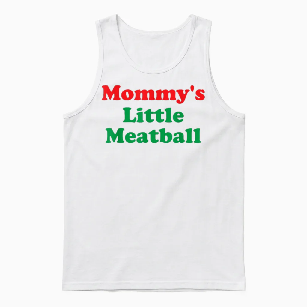 Mommy's Little Meatball: Funny Italian I'm a Little Meatball Unisex Tank Top in White