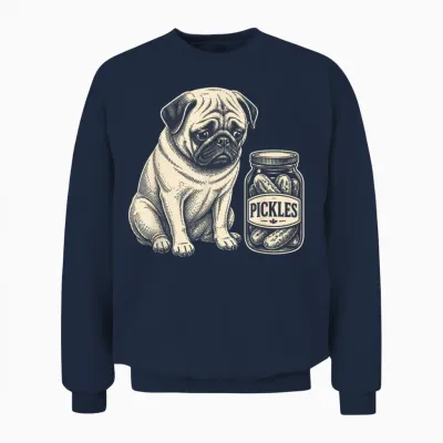Trauriger Lustiger Mops, Gurkenglas Für Hundeliebhaber, Eingelegtes Essen Unisex Sweatshirt - Navy