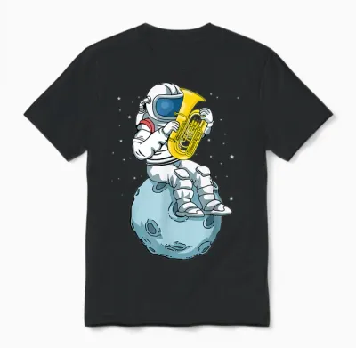 Astronaut Tuba Spieler Musikliebhaber Kinder Big Band Tuba Unisex T-Shirt - Black