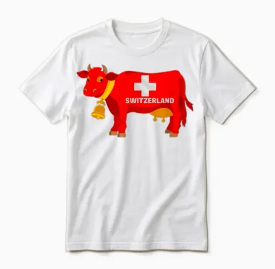 Swiss Flag Swiss Cow Swiss Alps Unisex T-Shirt - White