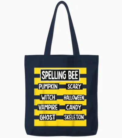 Funny Pun Halloween Costume for Teachers Spelling Bee Tote Bags - Navy