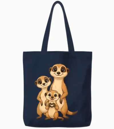 Meerkat with Family Cute Meerkat with Mum & Dad Tote Bags - Navy