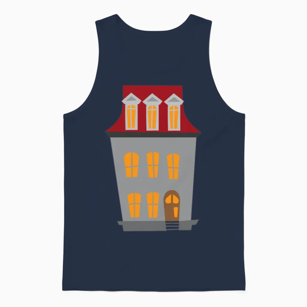 Halloween Scary London House Unisex Tank Top in Navy