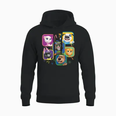 Talking Tom & Friends Characters Unisex Hoodie - Black