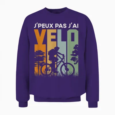 Biking Humour Je Peux Pas J'ai Bike T-Shirt, Black Unisex Sweatshirt - Purple