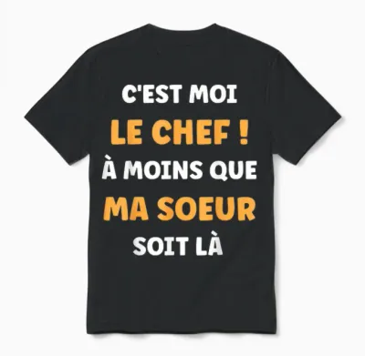 Humor Boy Brother I'm the Chef Funny Brother and Sister T-Shirt, Black, S Unisex T-Shirt - Black