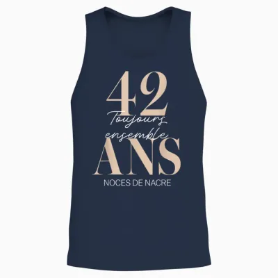 Idée Cadeau 42 Ans De Mariage – Noces De Nacre Unisex Tank Top - Navy