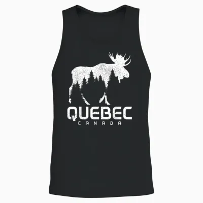 Quebec Canada Montreal Vintage Pride Souvenir Moose Nature Unisex Tank Top - Black