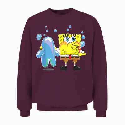 Mademark X Spongebob Squarepants - Spongebob Bubble Technique Unisex Sweatshirt - Maroon