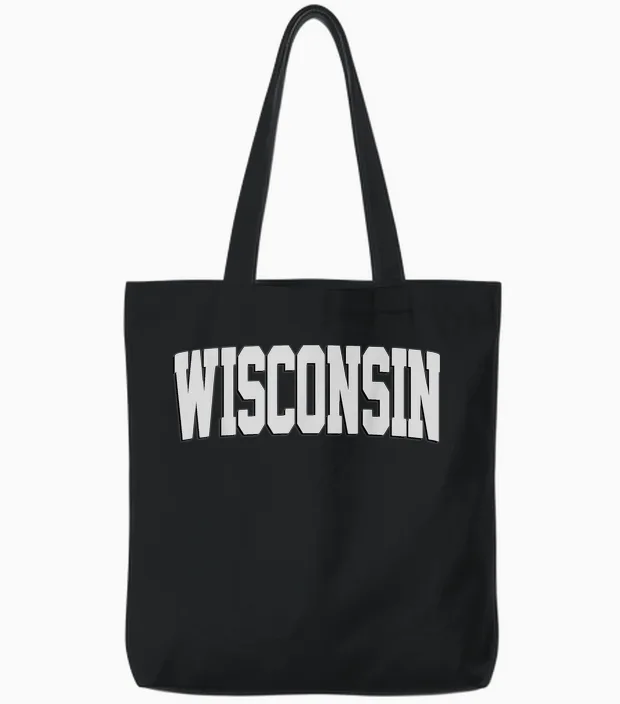 Vintage Wisconsin Mens Wisconsin Womens Red Retro Wisconsin Tote Bags in Black