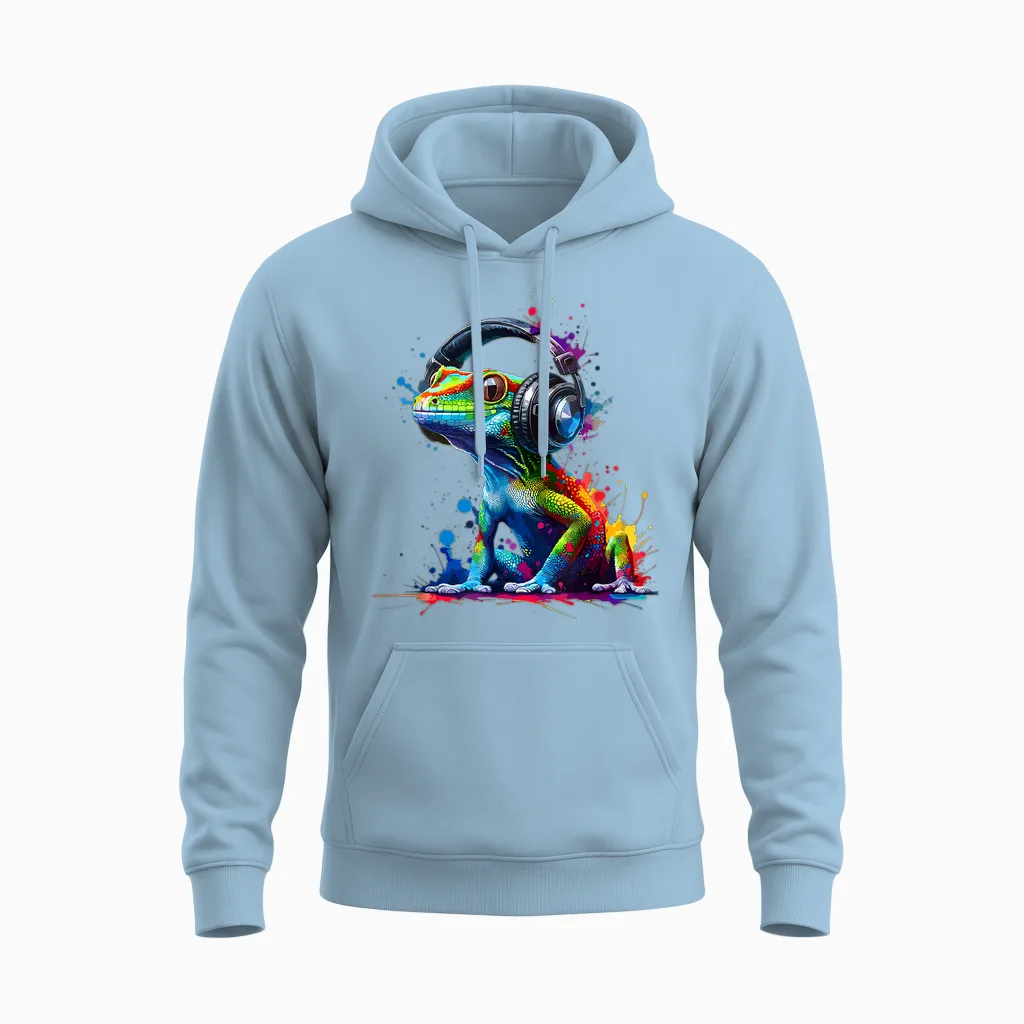 Bunte Splash-Art-Geckos. Eidechsen-Gecko-Liebhaber. Unisex Hoodie in Light Blue
