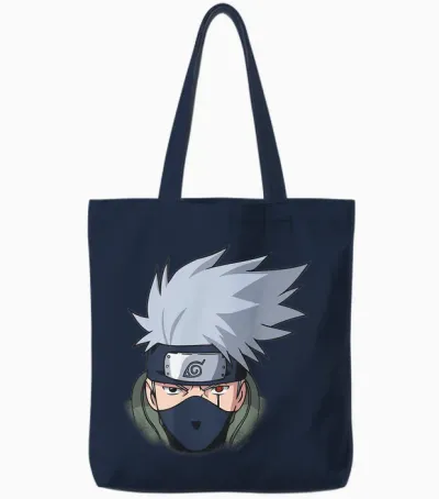 Naruto Shippuden Kakashi Oversized Portrait Anime Tote Bags - Navy