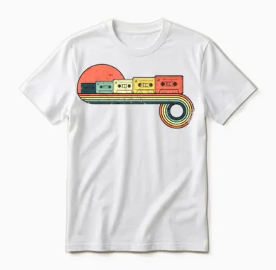 Casette Tape Retro Retro Vintage Sunset Rainbow Unisex T-Shirt - White