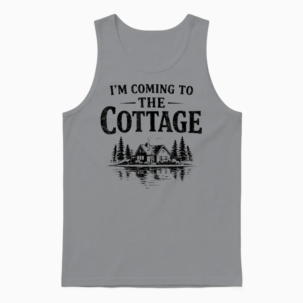 Romance Hockey Couple Men Women I'm Coming to the Cottage Unisex Tank Top in Sport Grey