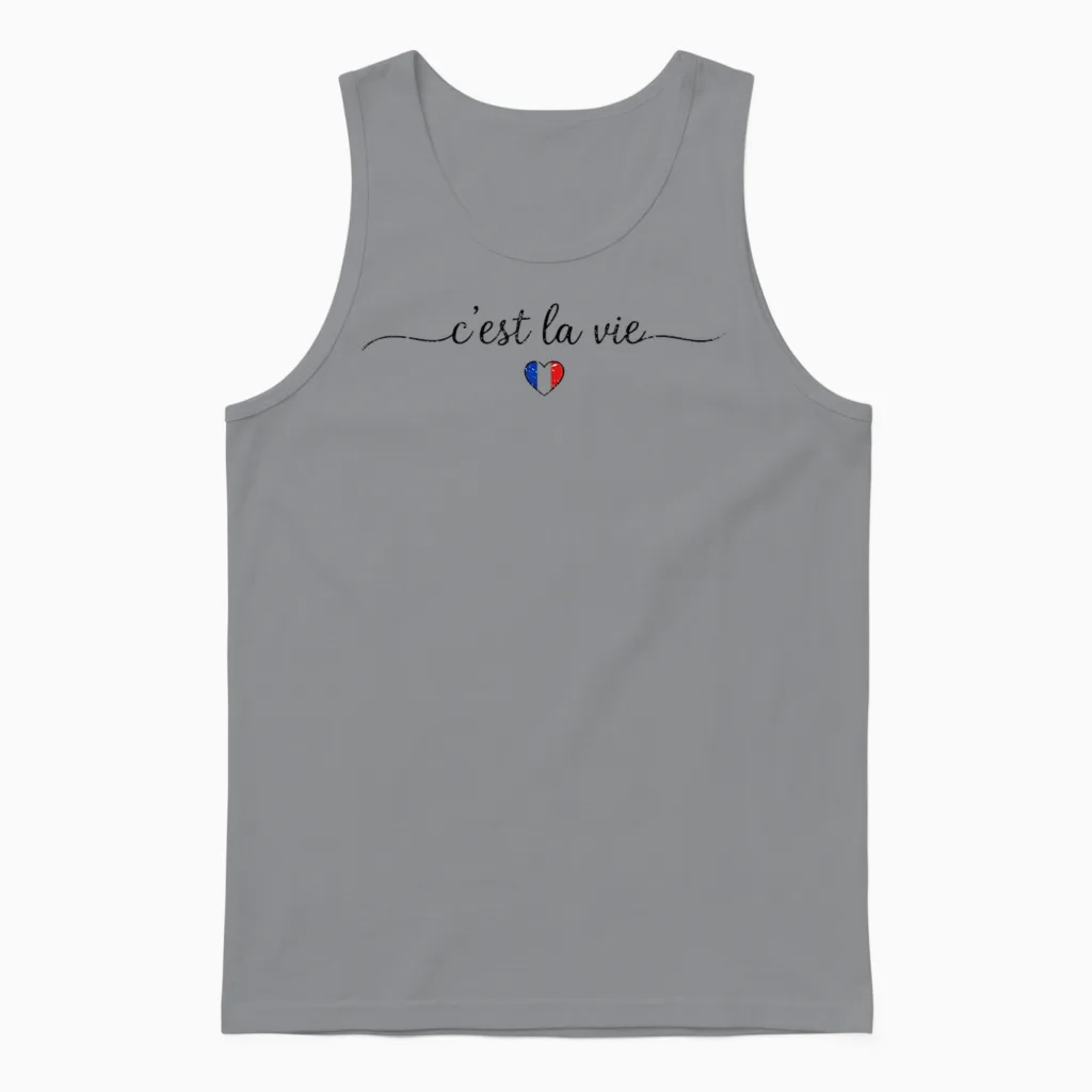 C'est La Vie Französische Liebe Herz Flagge Frankreich Souvenir Unisex Tank Top in Sport Grey