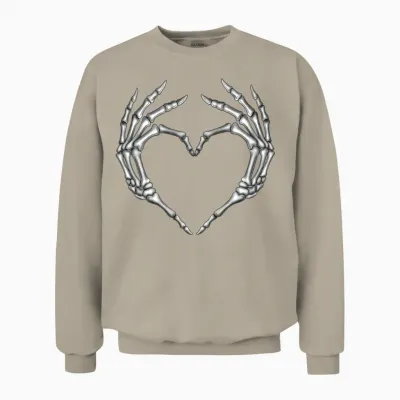 Skeleton Hands Heart Valentine Halloween Costume Unisex Sweatshirt - Sand