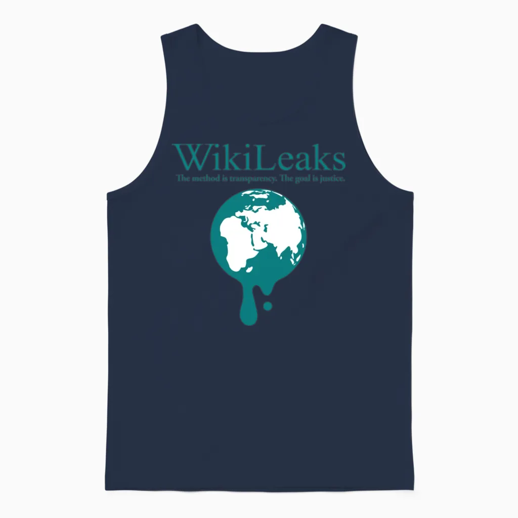 Wikileaks Dripping Globe Unisex Tank Top in Navy