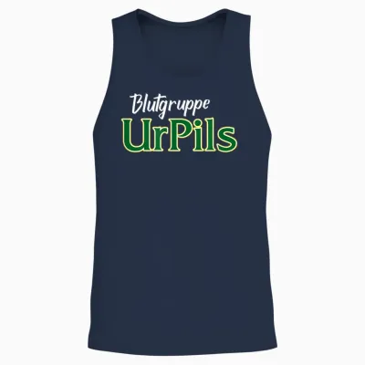 Blood Group Urpils - Saarland Beer T-Shirt, Black Unisex Tank Top - Navy