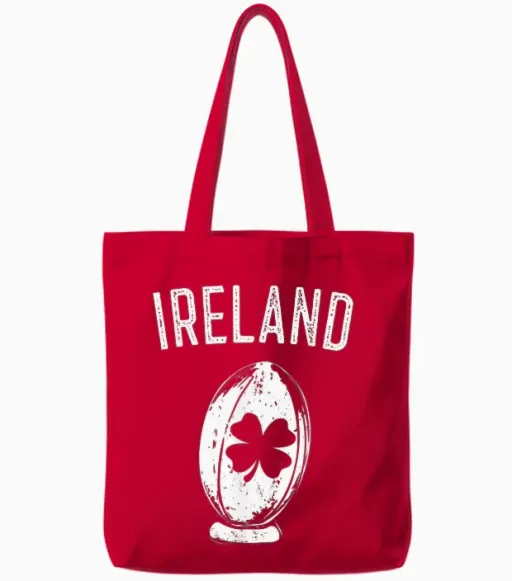 Shamrock Irish Rugby Ball - Irish Clover for Men, Women and Kids T-Shirt, Green, S Tote Bags in Red