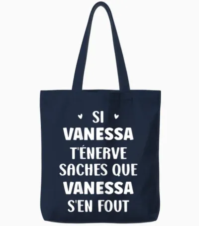Nom Si Vanessa T'énerve Humour Vanessa Tote Bags - Navy