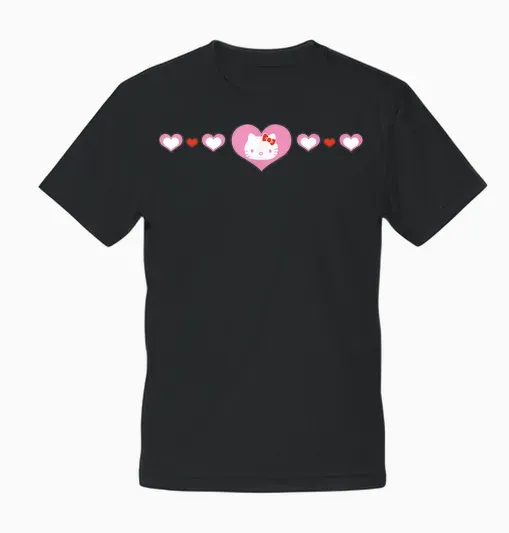 Hello Kitty Hearts Unisex T-Shirt - Black