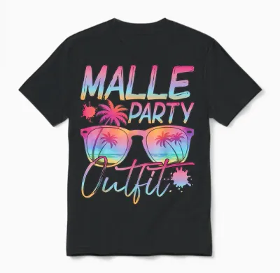 Malle Party Crew Groups Motif Mallorca Party Outfit Unisex T-Shirt - Black