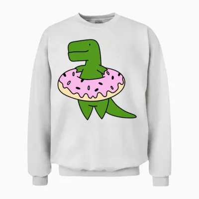 Funny Pizza Dinosaurus Unisex Sweatshirt - White