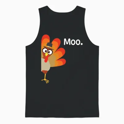 Turkey Moo Funny Turkey Day Thanksgiving Unisex Tank Top - Black
