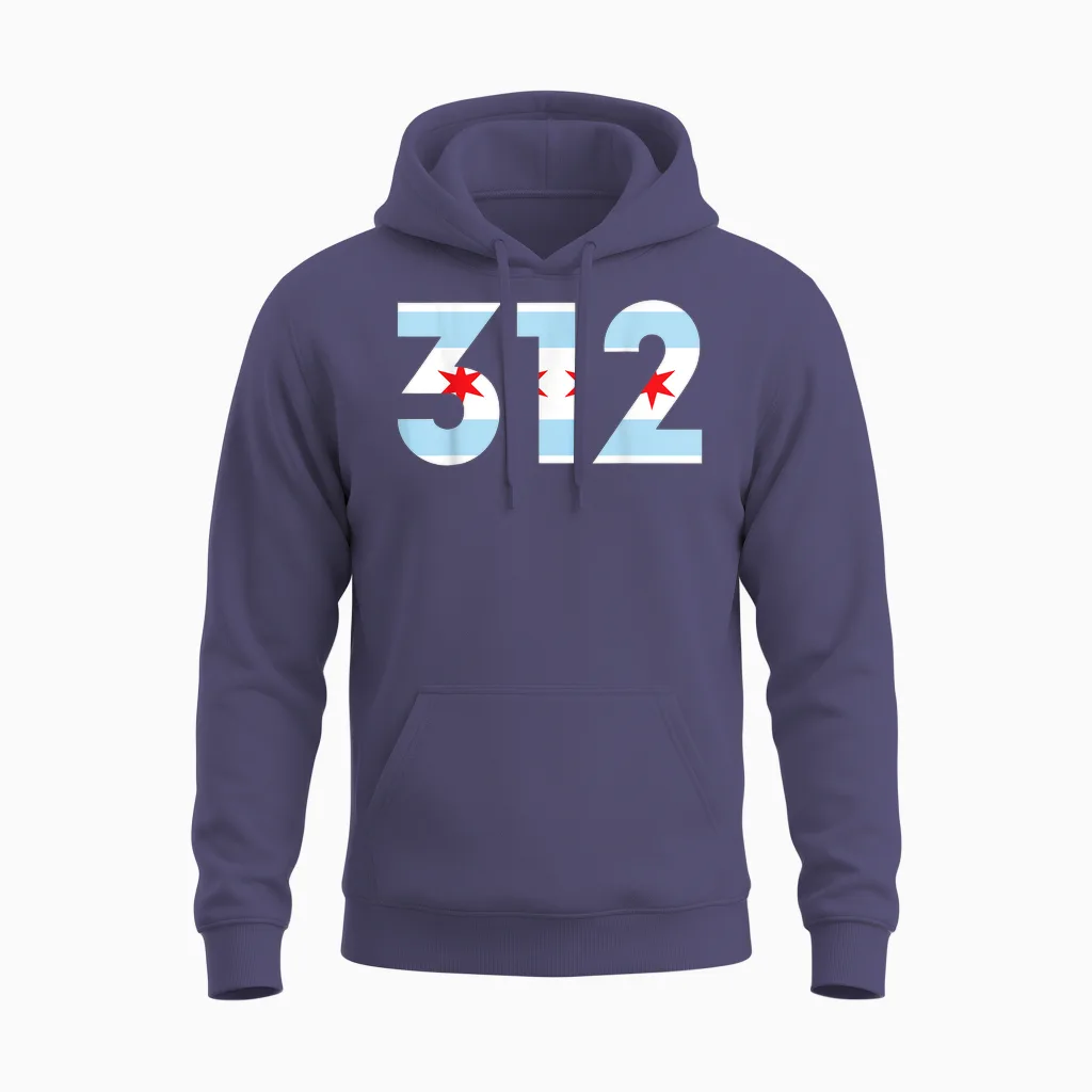 T-Shirt Code Zone 312 Drapeau De Chicago Unisex Hoodie in Heather Sport Dark Navy