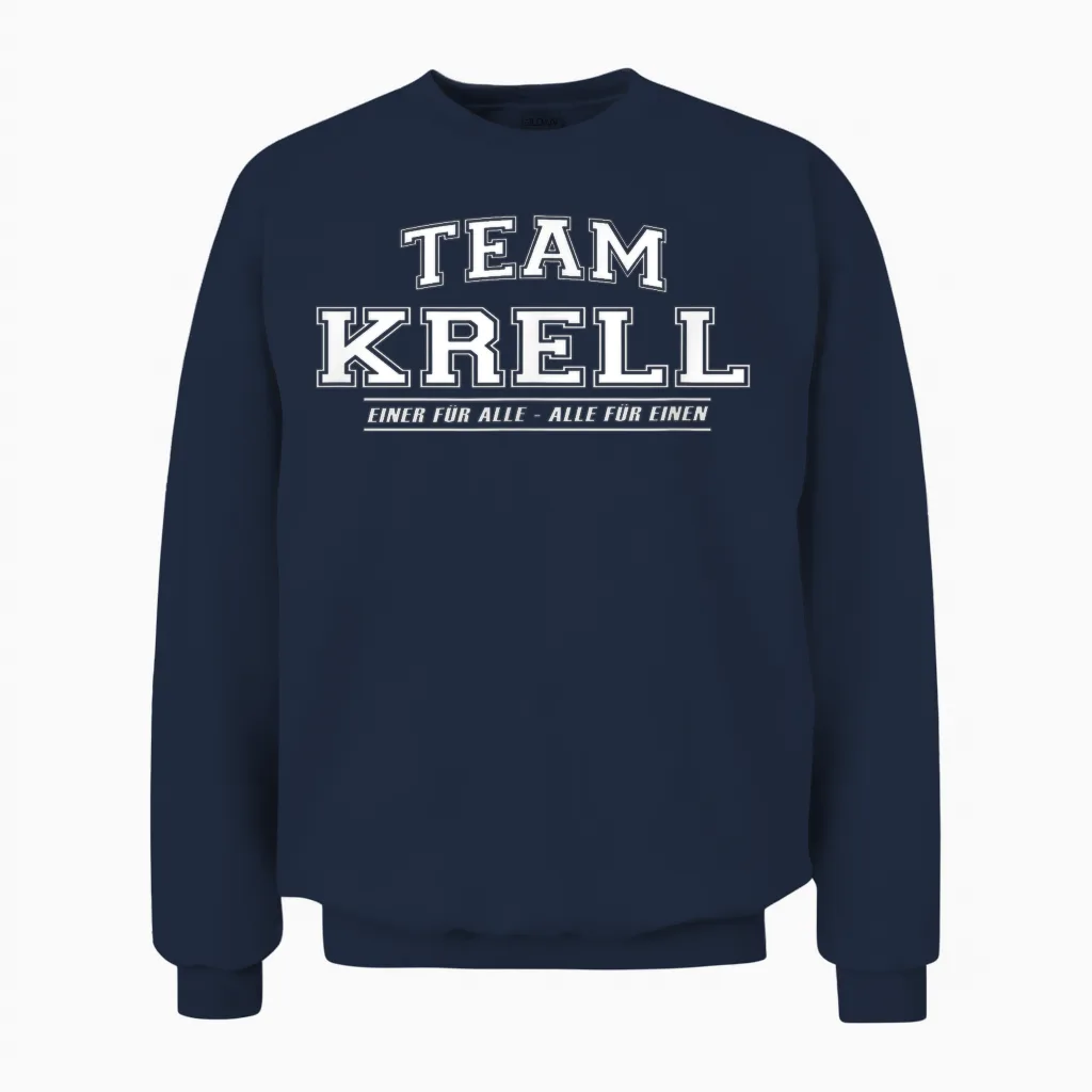Team Krell | Proud Family - Last Name Gift T-Shirt, Black Unisex Sweatshirt in Navy