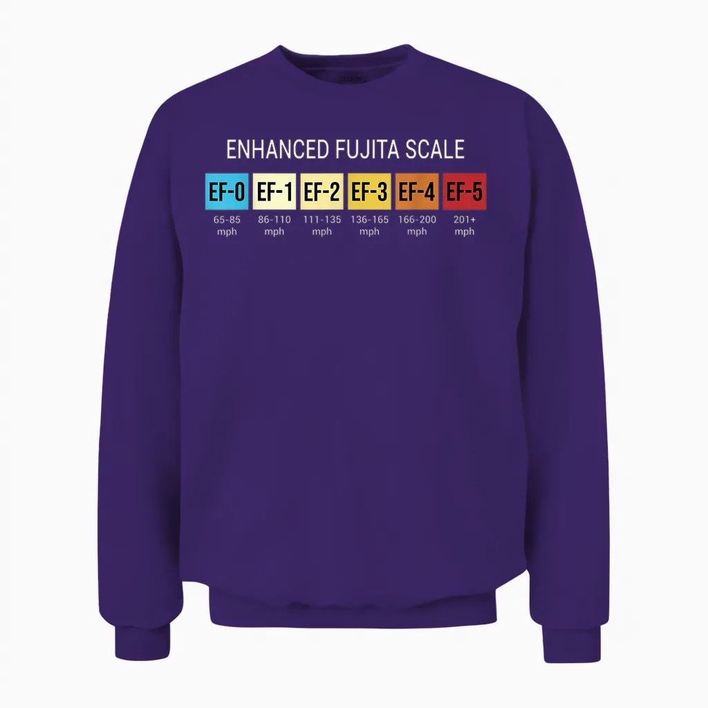 Storm Chasing Enhanced Fujita Scale Tornado Meteorologist Unisex Sweatshirt in Purple