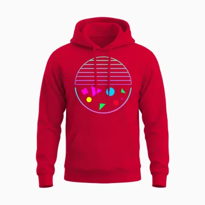 Retro Sunset Style 80s Unisex Hoodie - Red