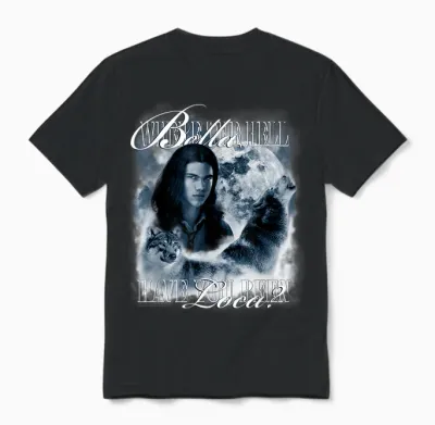 Twilight Saga Retro Jacob Wolf Moon Loca Movie Unisex T-Shirt - Black